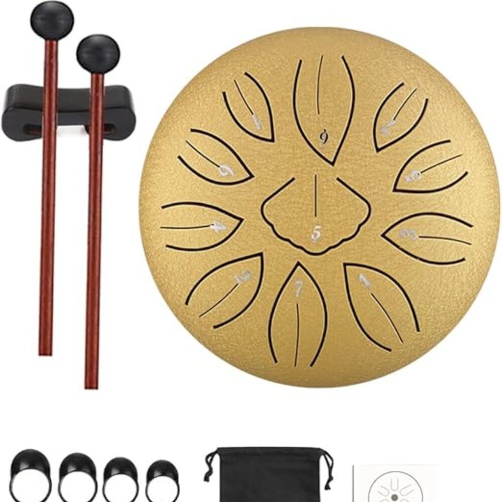 Steel Tongue Drum | Easy to Play | Relaxation & Stress Relief( 6in 11 note gold)